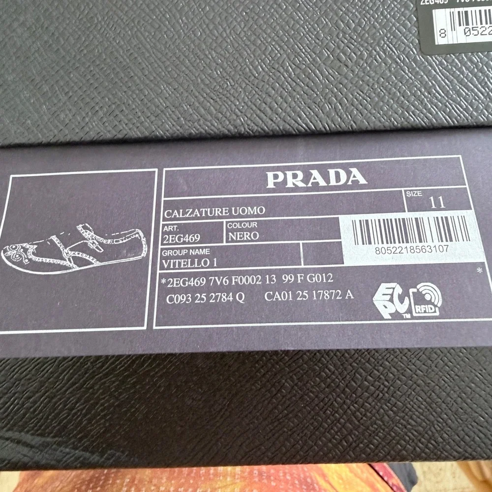 Prada 2EG469‎ Mens Leather Double Monk Strap Wingtip Shoes Grey Black UK 11